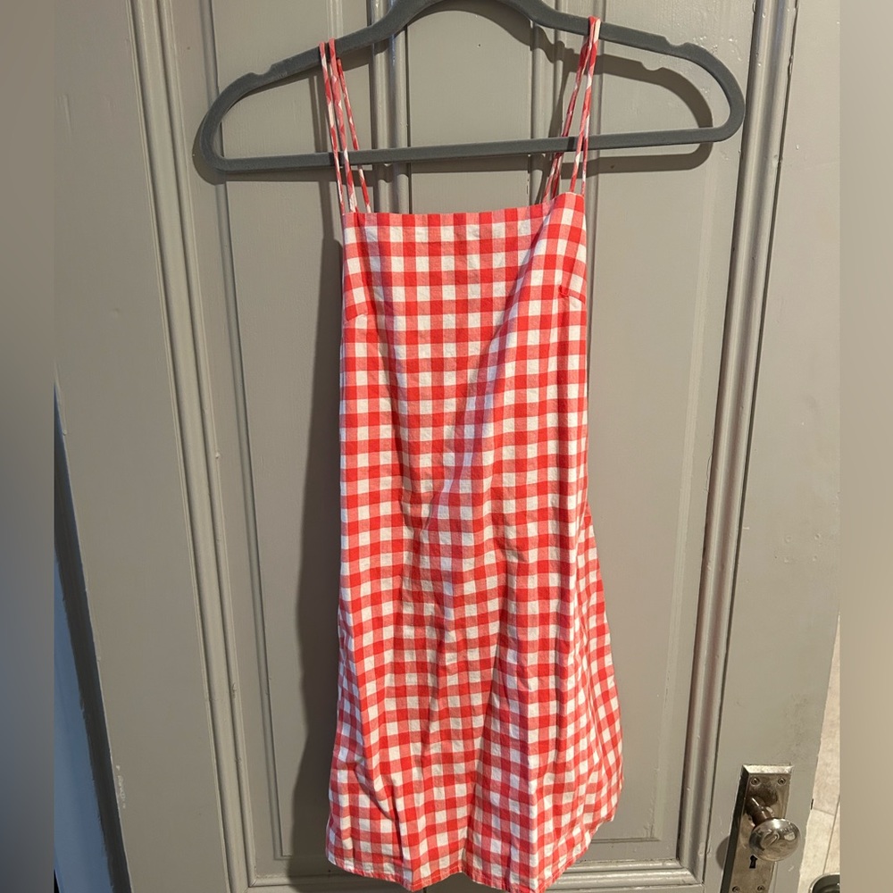 Sabo Skirt Red and White Checkered Backless Dress